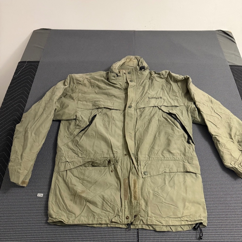 Timberland Weathergear Mens Field Jacket Olive Green‎ Utility Cargo Coat Small